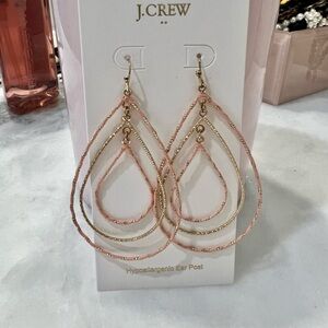 J. Crew Pink and Gold Layered Teardrop Dangle Earrings